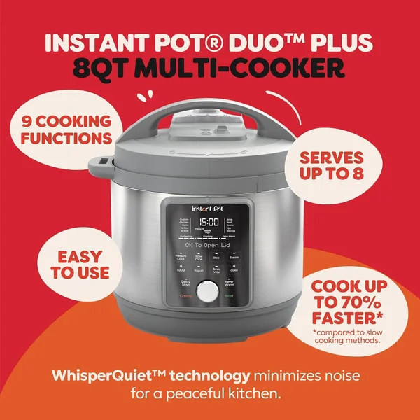 Instant Pot 8-Quart Whisper Quiet 9-in-1 Electric Pressure