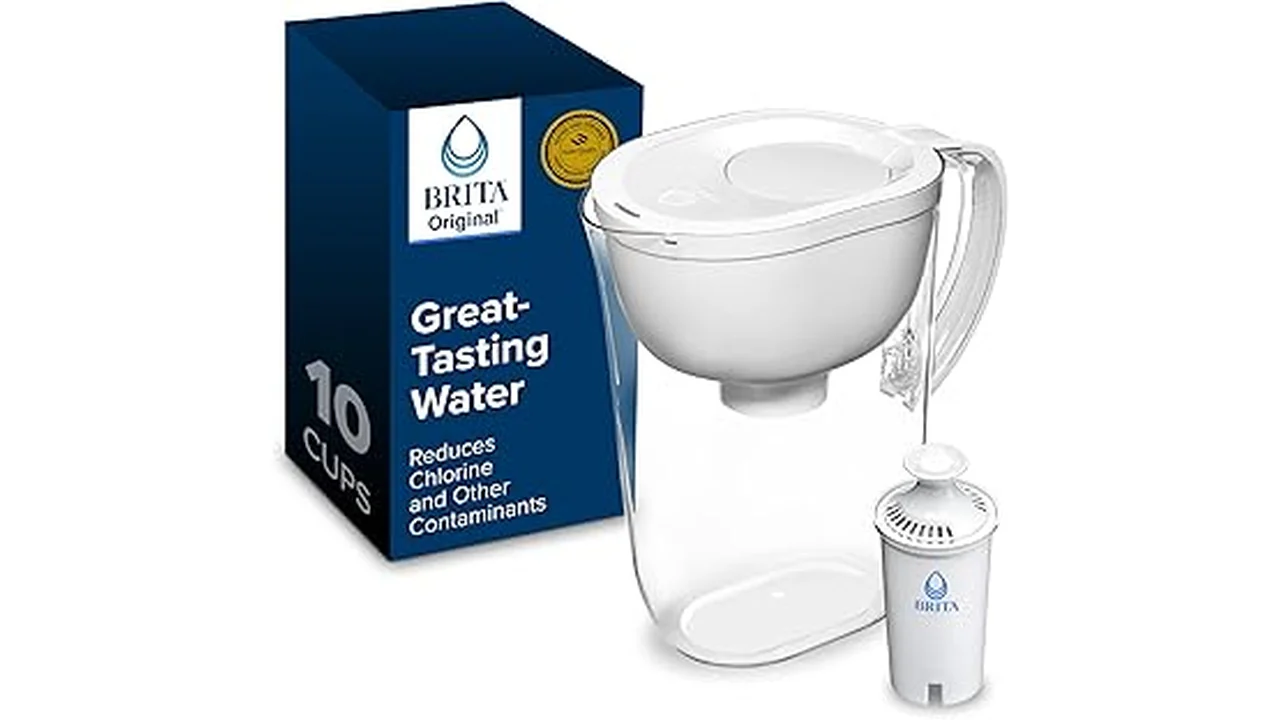 The image shows five sleek water filter pitchers displayed attractively, representing the best 5 water filters for home.