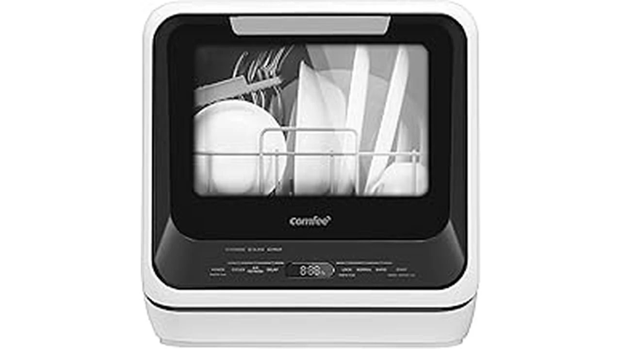 The image shows a sleek, modern dishwasher, perfect for a kitchen, one of the top 5 dishwashers.