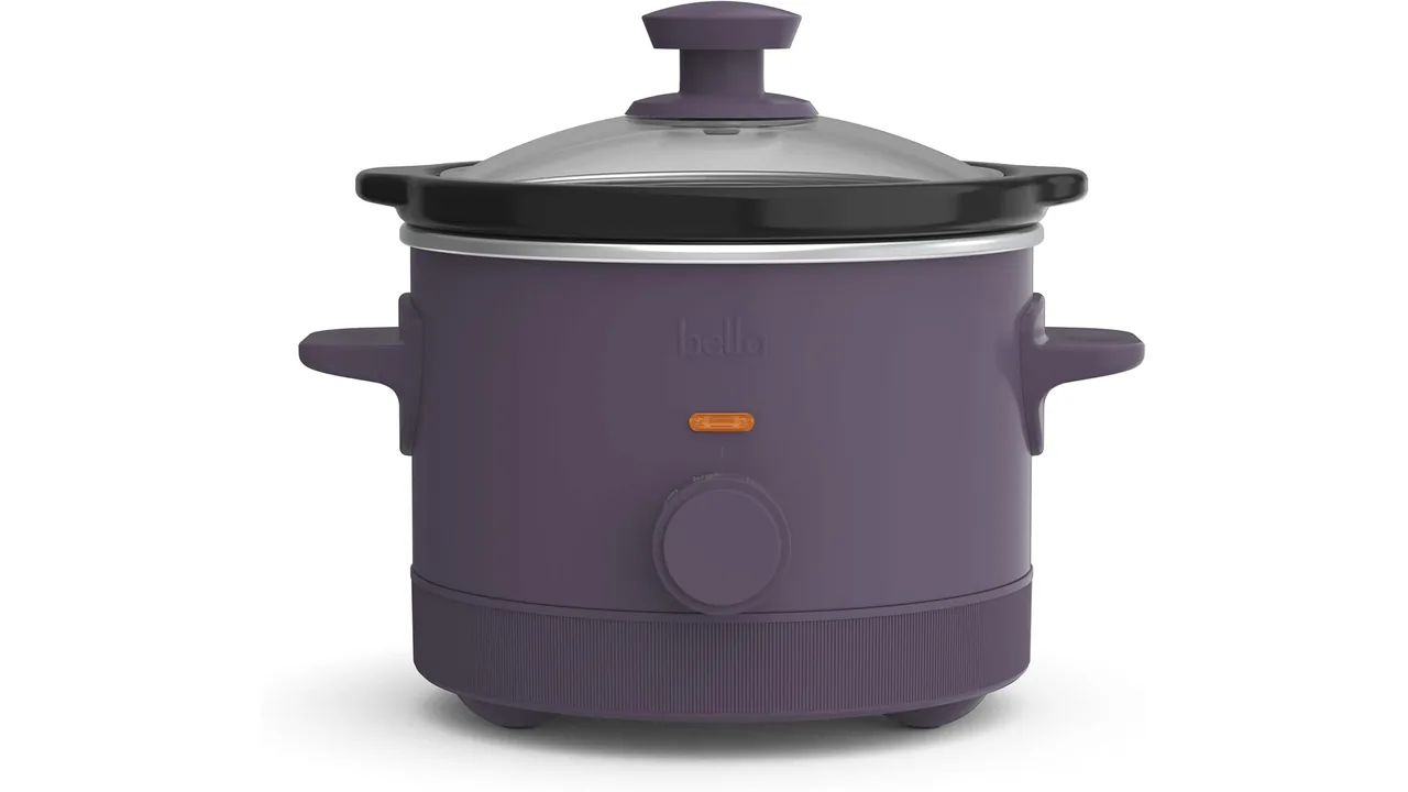 bella 1.5qt Manual Non-Toxic Slow Cooker with 3 Heat Settings, Plum